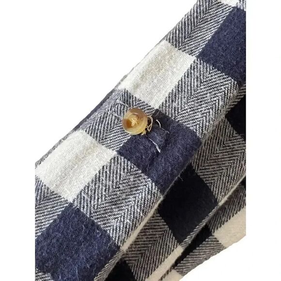 Passport Long Sleeves Cotton Plaid Unisex Long Sleeves Button Down, L - Picture 2 of 6